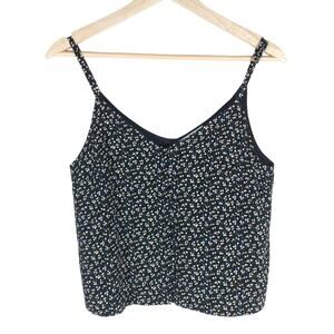 Madewell Womens Tank Top 0 Black Floral Spaghetti Strap Cottagecore Summer Shirt